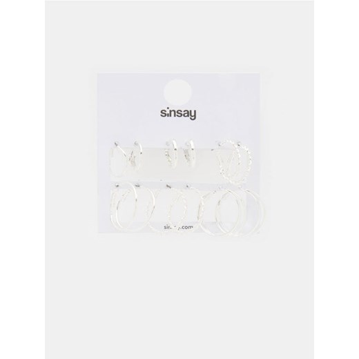 Sinsay - Kolczyki 6 pack - srebrny ze sklepu Sinsay w kategorii Kolczyki - zdjęcie 172600630