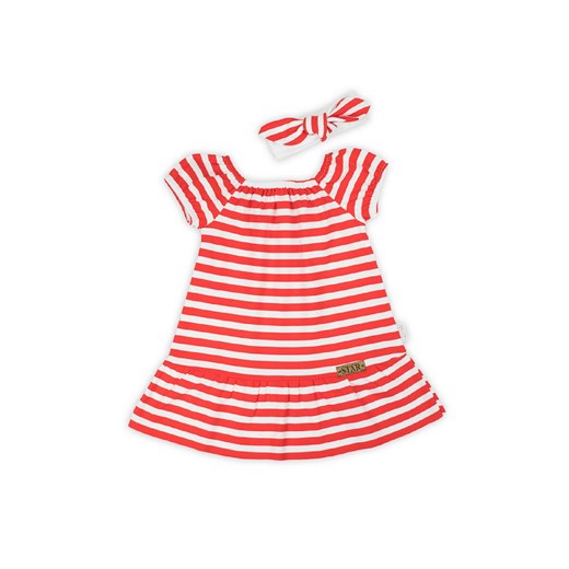 Sukienka dla niemowlaka z opaską w biało-czerwone paski ze sklepu 5.10.15 w kategorii Sukienki niemowlęce - zdjęcie 172601291