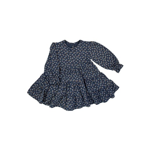 Granatowa sukienka z bawełny w kwiatuszki ze sklepu 5.10.15 w kategorii Sukienki niemowlęce - zdjęcie 172601293