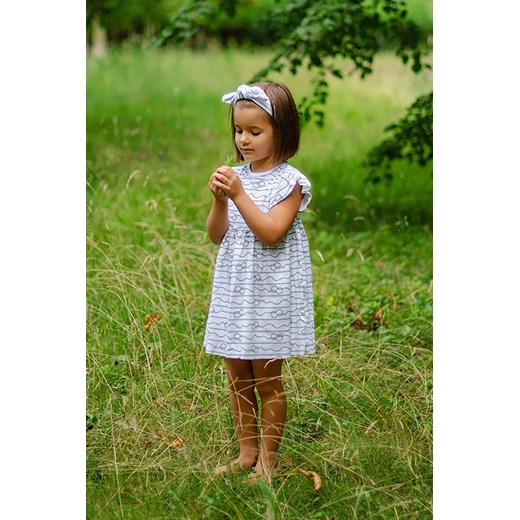 Sukienka dla dziewczynki biała z motywem morskim i opaską ze sklepu 5.10.15 w kategorii Sukienki dziewczęce - zdjęcie 172601302