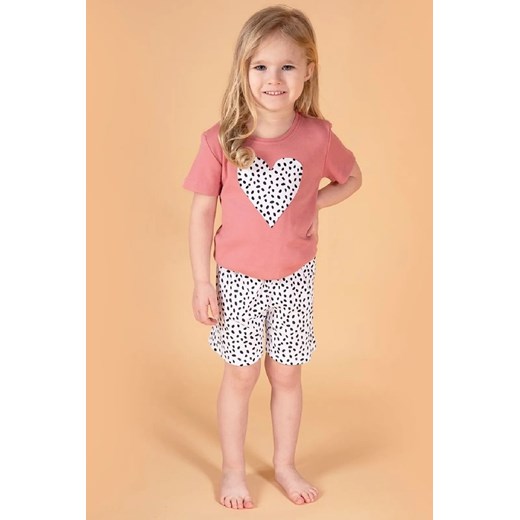 Komplet dziewczęcy z bawełny- różowy t-shirt i szorty ze sklepu 5.10.15 w kategorii Piżamy dziecięce - zdjęcie 172601303
