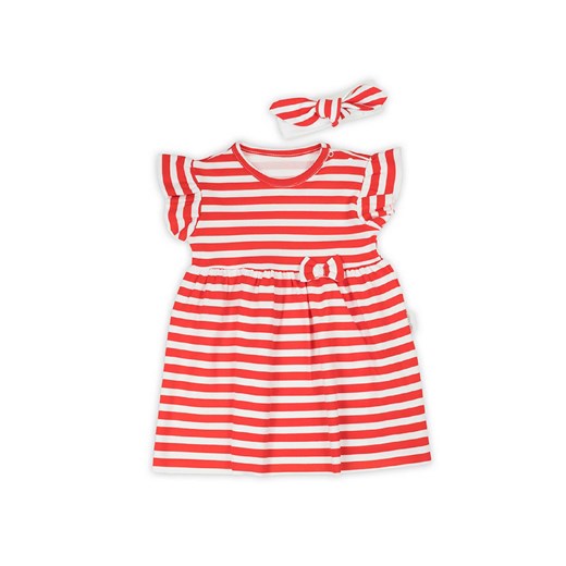 Niemowlęca sukienka z opaską w biało-czerwone paski ze sklepu 5.10.15 w kategorii Sukienki niemowlęce - zdjęcie 172601304