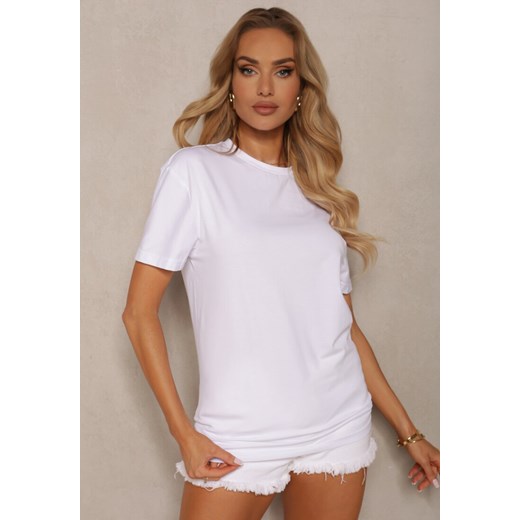 Biała Klasyczna Gładka Koszulka z Bawełny Detima ze sklepu Renee odzież w kategorii Bluzki damskie - zdjęcie 172602194