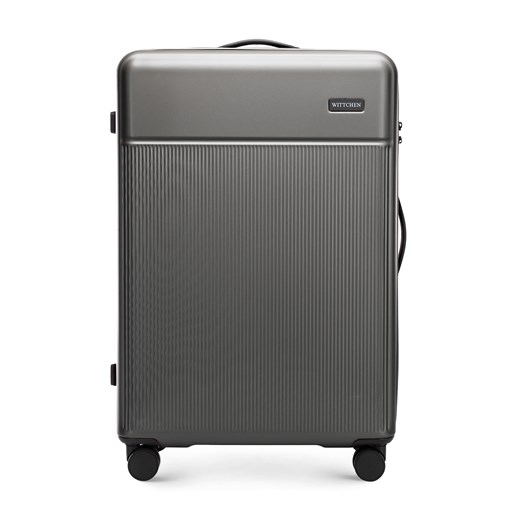Duża walizka z ABS-u z pionowymi paskami szara WITTCHEN