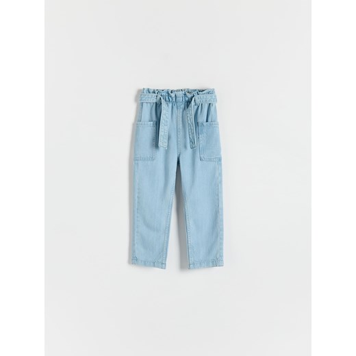 Reserved - Spodnie baggy z paskiem - niebieski ze sklepu Reserved w kategorii Spodnie i półśpiochy - zdjęcie 172604132