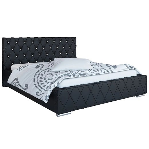 Pikowane łóżko z zagłówkiem glamour 160x200 Bonet 2X - 36 kolorów ze sklepu Edinos.pl w kategorii Łóżka i materace - zdjęcie 172604920