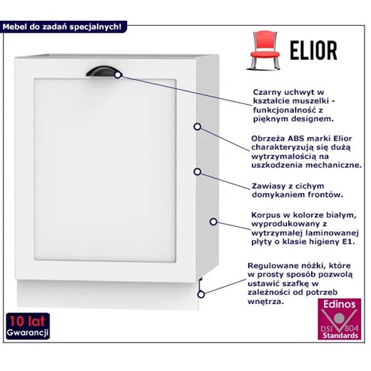Szafka kuchenna dolna z półkami biała- Pergio 12X 60 cm Elior One Size Edinos.pl