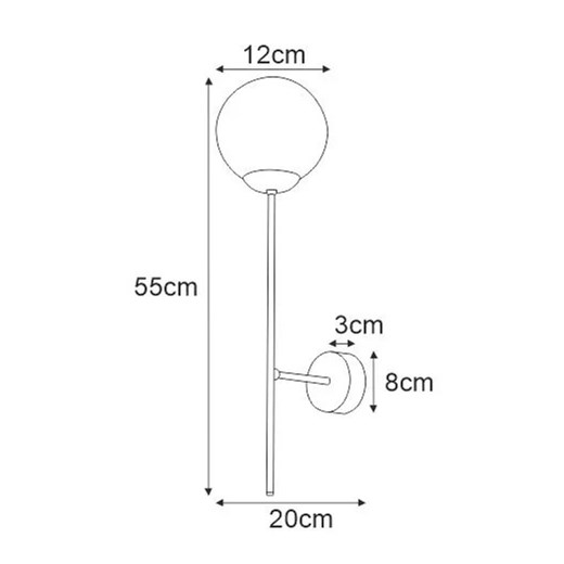 Czarny nowoczesny kinkiet z okrągłym kloszem - S805-Fiva Lumes One Size Edinos.pl