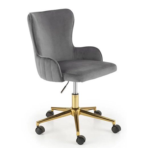 Szary welurowy fotel obrotowy - Zipox ze sklepu Edinos.pl w kategorii Krzesła biurowe - zdjęcie 172605410