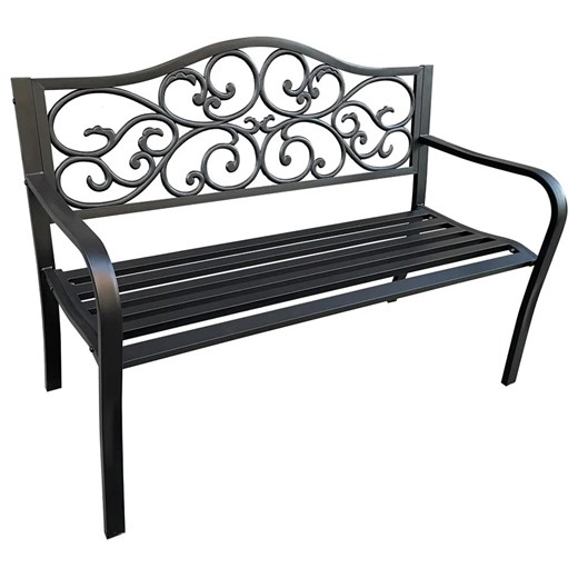 Czarna metalowa ławka z oparciem - Targenor 5X ze sklepu Edinos.pl w kategorii Ławki ogrodowe - zdjęcie 172605704