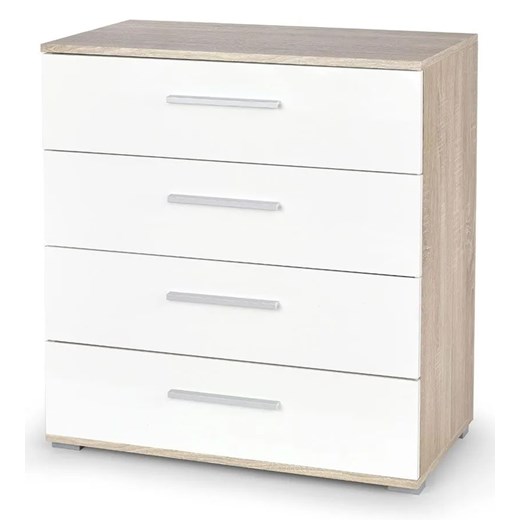 Minimalistyczna komoda Kaloe C4 - biała + dąb sonoma ze sklepu Edinos.pl w kategorii Komody - zdjęcie 172605994