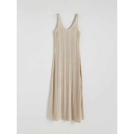 Reserved - Dzianinowa sukienka maxi z metalizowaną nitką - beżowy ze sklepu Reserved w kategorii Sukienki - zdjęcie 172608790