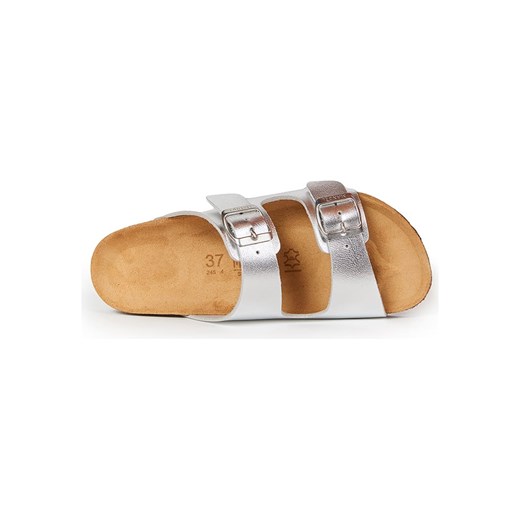 Klapki damskie Mandel casual bez zapięcia srebrne na lato 