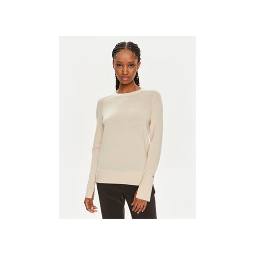 Calvin Klein Sweter K20K207575 Beżowy Regular Fit ze sklepu MODIVO w kategorii Swetry damskie - zdjęcie 172613400