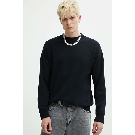 HUGO sweter bawełniany kolor czarny lekki ze sklepu ANSWEAR.com w kategorii Swetry męskie - zdjęcie 172615293