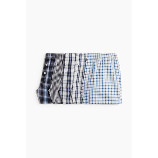H & M - Bokserki z bawełnianej tkaniny 5-pak - Niebieski H & M L H&M