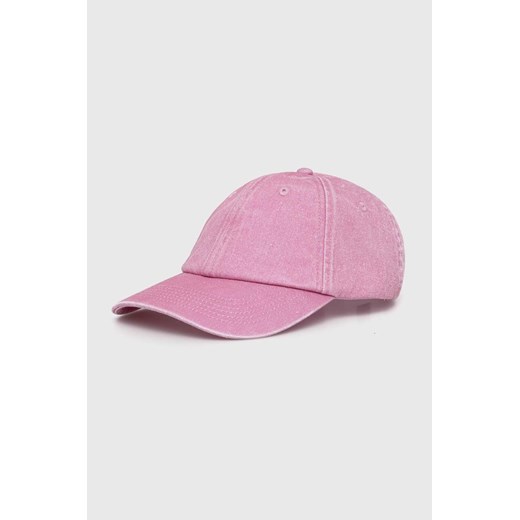 Samsoe Samsoe czapka z daszkiem bawełniana SAMSOE kolor różowy gładka U24100012 ze sklepu PRM w kategorii Czapki z daszkiem damskie - zdjęcie 172617332