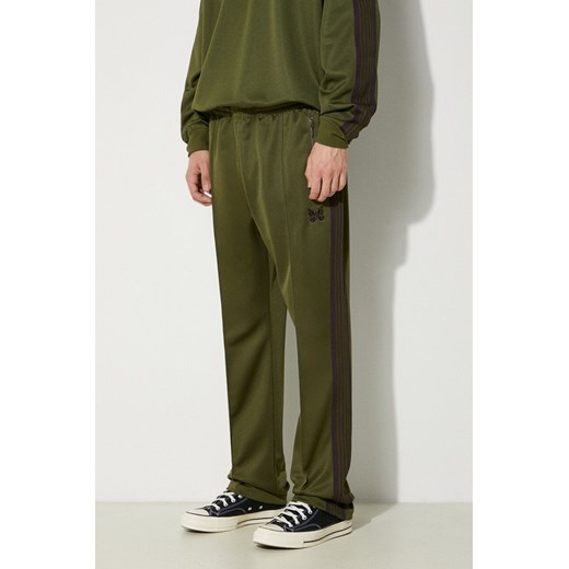 Needles spodnie dresowe Narrow Track Pant kolor zielony z aplikacją OT229 ze sklepu PRM w kategorii Spodnie męskie - zdjęcie 172617513