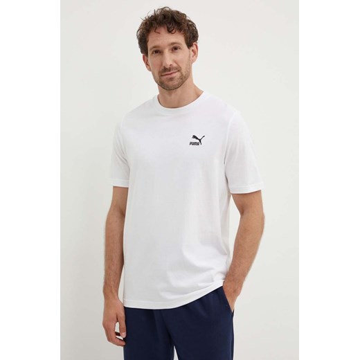 Puma t-shirt bawełniany męski kolor biały z aplikacją 679187 ze sklepu PRM w kategorii T-shirty męskie - zdjęcie 172617643