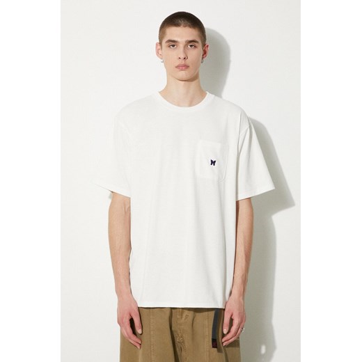 Needles t-shirt S/S Crew Neck Tee męski kolor biały gładki OT262 ze sklepu PRM w kategorii T-shirty męskie - zdjęcie 172617673