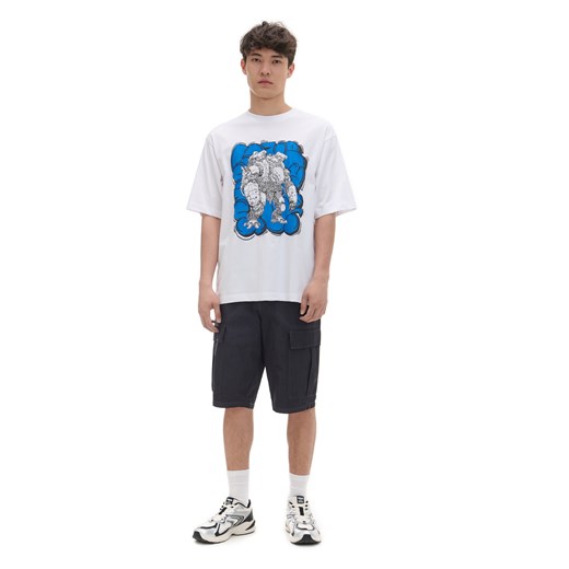 Cropp - T-shirt z art printem - biały ze sklepu Cropp w kategorii T-shirty męskie - zdjęcie 172619622