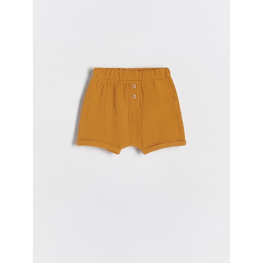 Reserved - Szorty z bawełnianego muślinu - brązowy ze sklepu Reserved w kategorii Spodnie i półśpiochy - zdjęcie 172619964