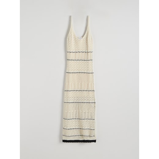Reserved - Dzianinowa sukienka maxi na ramiączkach - kremowy ze sklepu Reserved w kategorii Sukienki - zdjęcie 172620082