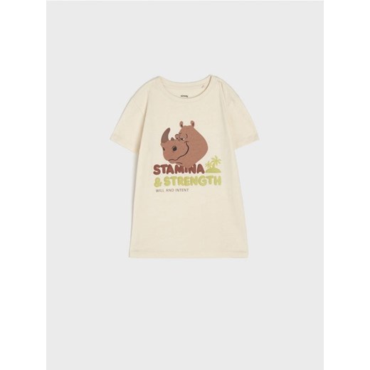 Sinsay - Koszulka z nadrukiem - kremowy ze sklepu Sinsay w kategorii T-shirty chłopięce - zdjęcie 172621283