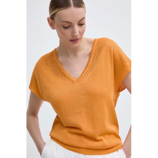 Morgan t-shirt MFIRENZ damski kolor pomarańczowy lekki MFIRENZ ze sklepu ANSWEAR.com w kategorii Bluzki damskie - zdjęcie 172621504