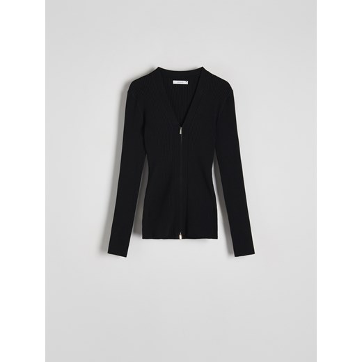 Reserved - Zapinany sweter - czarny ze sklepu Reserved w kategorii Swetry damskie - zdjęcie 172623714