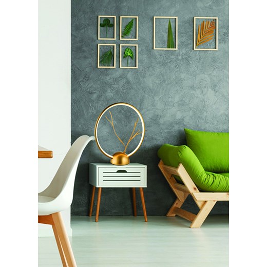 Złota lampa stołowa z dekorem - T012 - Voki Lumes One Size Edinos.pl