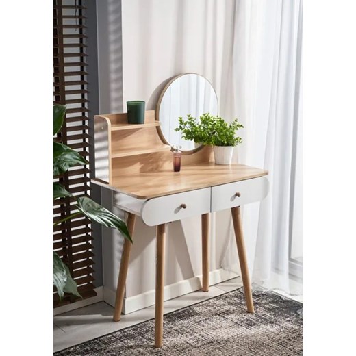 Skandynawska toaletka z lustrem biało-drewniany - Onera 3X Elior One Size Edinos.pl