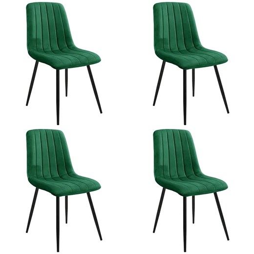 Komplet 4 eleganckich tapicerowanych krzeseł butelkowa zieleń - Soniro 4X ze sklepu Edinos.pl w kategorii Krzesła - zdjęcie 172624640
