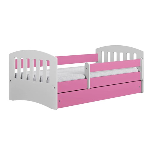 Łóżko dziewczęce z szufladą i materacem Pinokio 2X 80x160 - różowe ze sklepu Edinos.pl w kategorii Łóżka dziecięce - zdjęcie 172624851