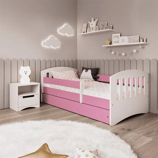 Łóżko dziewczęce z szufladą i materacem Pinokio 2X 80x160 - różowe Elior One Size Edinos.pl