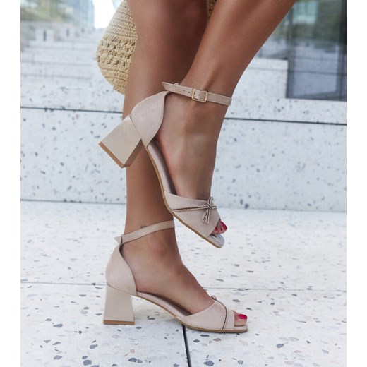 Sandały na słupku ze skórzaną wkładką Asila ze sklepu gemre w kategorii Sandały damskie - zdjęcie 172625164