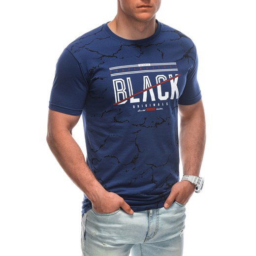 T-shirt męski z nadrukiem 1938S - niebieski ze sklepu Edoti w kategorii T-shirty męskie - zdjęcie 172627630