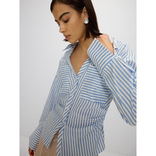 Reserved - Taliowana koszula z bawełną - niebieski ze sklepu Reserved w kategorii Koszule damskie - zdjęcie 172628641