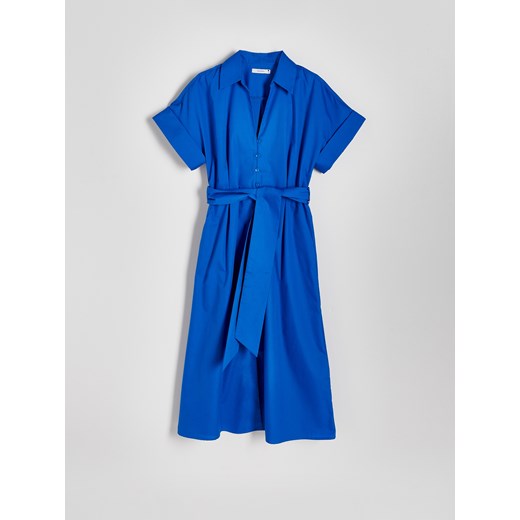 Reserved - Koszulowa sukienka midi - niebieski Reserved S Reserved