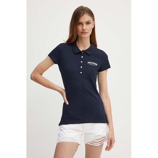 Tommy Hilfiger polo damski kolor granatowy WW0WW41895 ze sklepu ANSWEAR.com w kategorii Bluzki damskie - zdjęcie 172630322