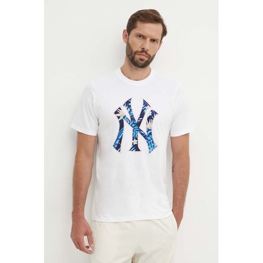 47 brand t-shirt bawełniany MLB New York Yankees męski kolor biały z nadrukiem BB017TEMECH610503WW ze sklepu ANSWEAR.com w kategorii T-shirty męskie - zdjęcie 172630410