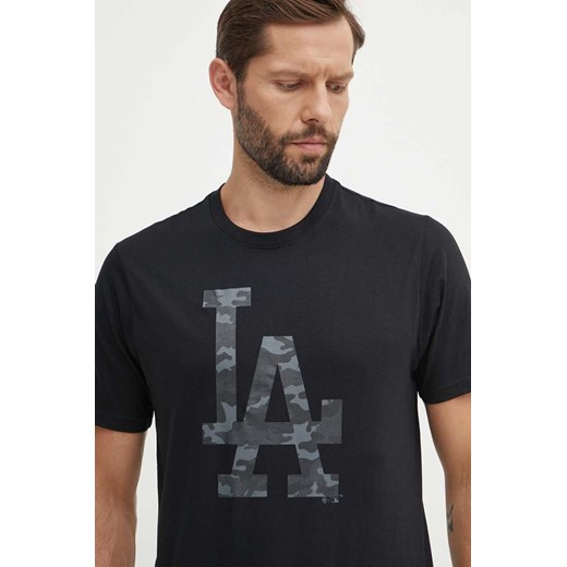47 brand t-shirt bawełniany MLB Los Angeles Dodgers męski kolor czarny z nadrukiem BB012TEMECH608510JK ze sklepu ANSWEAR.com w kategorii T-shirty męskie - zdjęcie 172630420