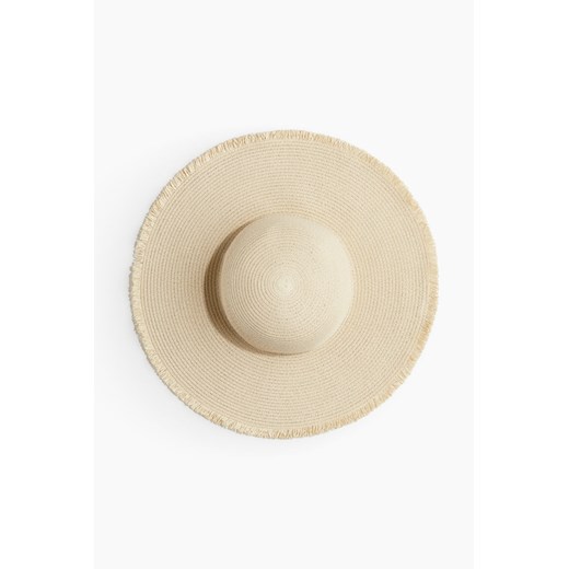 H & M - Słomkowy kapelusz z postrzępionym brzegiem - Beżowy ze sklepu H&M w kategorii Kapelusze damskie - zdjęcie 172631032