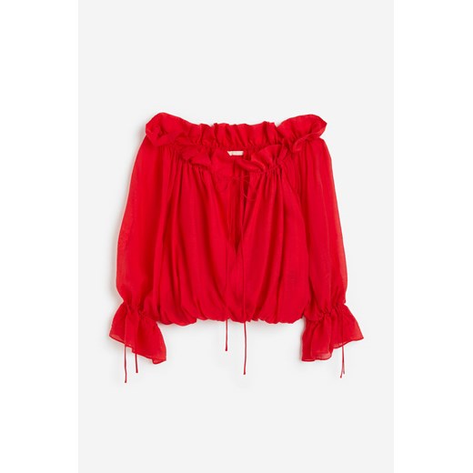 H & M - Bluzka z odkrytymi ramionami - Czerwony H & M S H&M