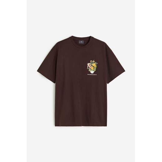 H & M - T-shirt z nadrukiem Relaxed Fit - Brązowy ze sklepu H&M w kategorii T-shirty męskie - zdjęcie 172631253