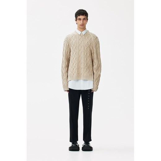 H & M - Sweter oversize w warkoczowy splot - Beżowy H & M XXL H&M
