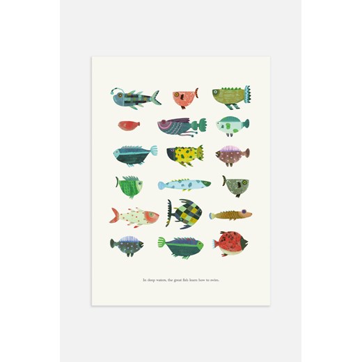 H & M - Great Fish Plakat - Pomarańczowy H & M 50x70 H&M