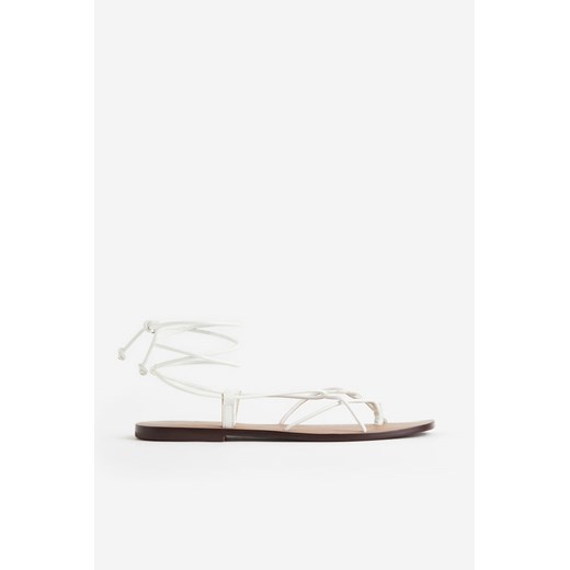 H & M - Skórzane sandały - Biały ze sklepu H&M w kategorii Sandały damskie - zdjęcie 172631424
