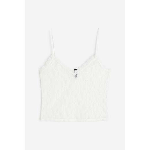 H & M - Koronkowy top na ramiączkach - Biały ze sklepu H&M w kategorii Bluzki damskie - zdjęcie 172631441