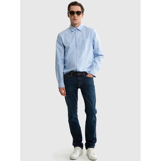 Koszula męska z tkaniny typu oxford jasnoniebieska Trixi 400 ze sklepu Big Star w kategorii Koszule męskie - zdjęcie 172632370